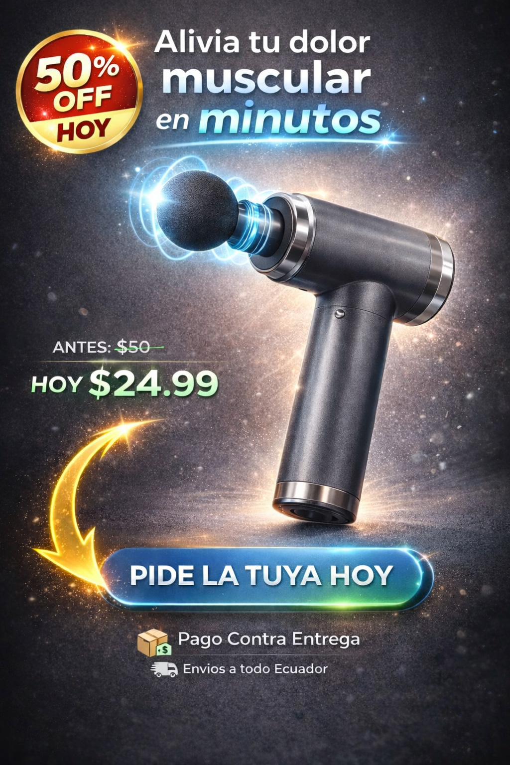 Pistola Masajeadora 💥 Alivio muscular profundo, inmediato y sin salir de casa