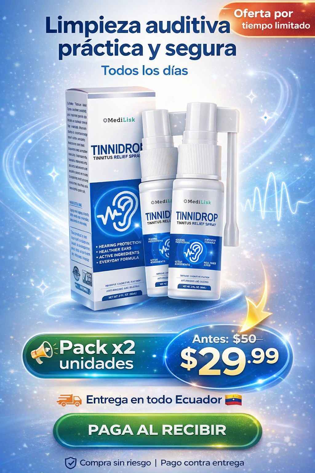 TinniDrop - Spray Limpiador y Cuidado Auditivo Diario